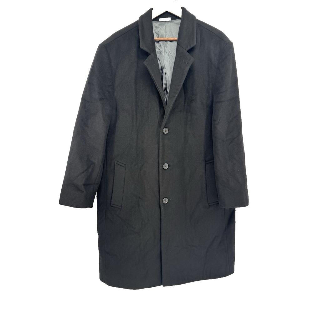 Michael Kors Mens 46L Black Wool Cashmere Blend Overcoat Long Dress Coat